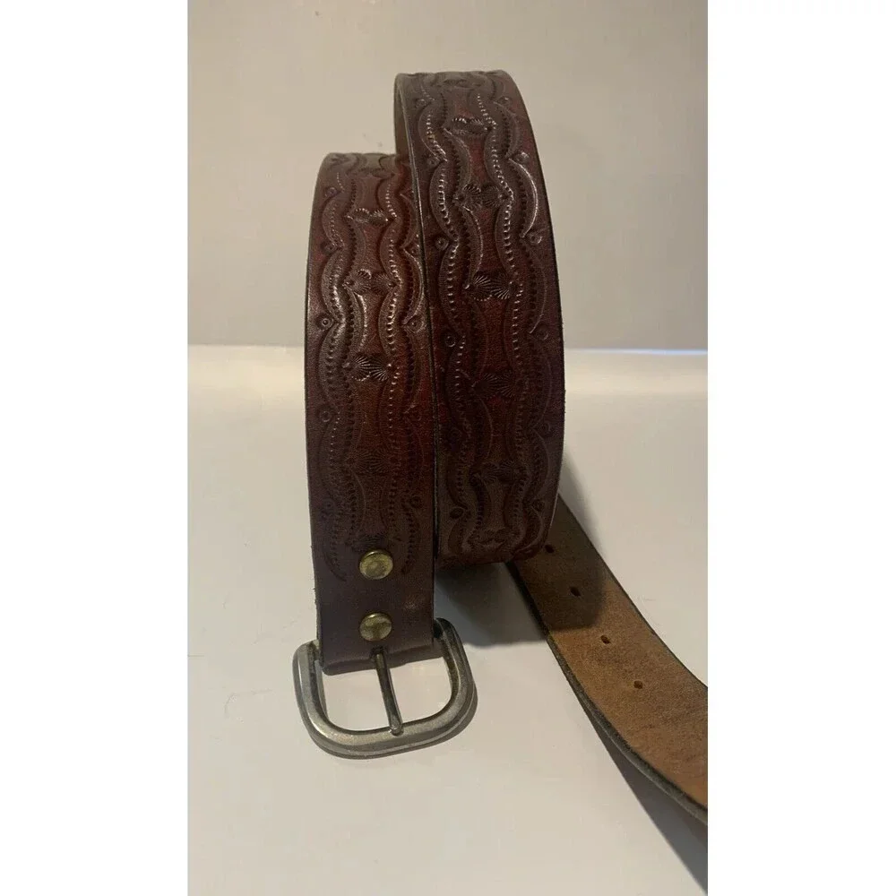 Sunrise Brand Tooled Leather Western Southwestern‎ Belt USA Made Size 42 (BB60)